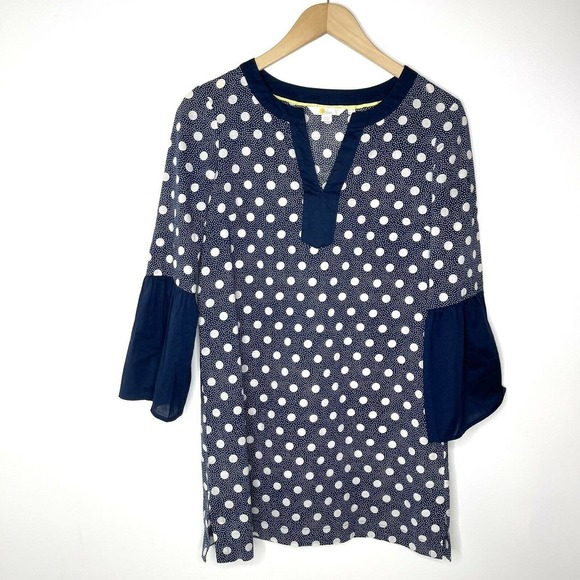 Boden Jodie Kaftan Polka Dot Navy Tunic Dress - Picture 2 of 8